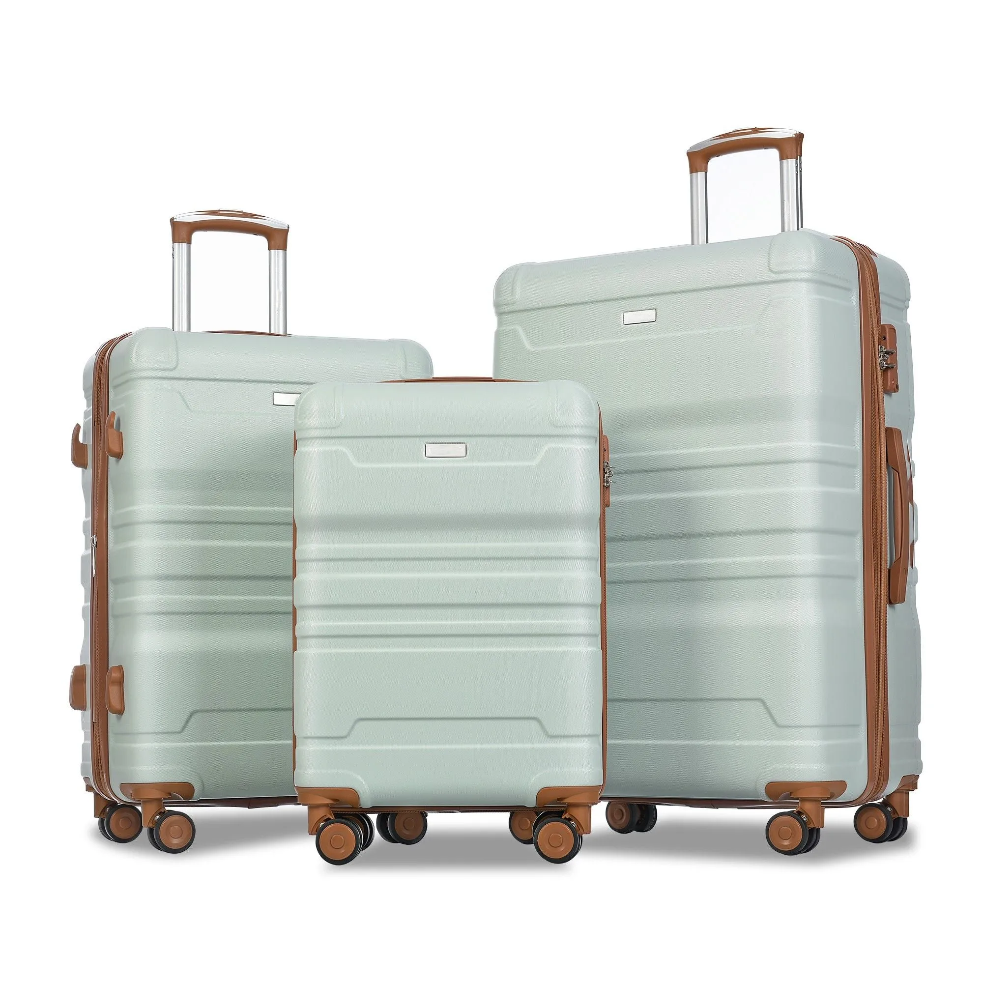 Luggage Sets New Model Expandable Abs Hardshell 3 Pieces Clearance Luggage Hardside Lightweight Durable Suitcase Sets Spinner Wheels Suitcase With Tsa Lock 20''24''28'' (Gray Green And Brown)